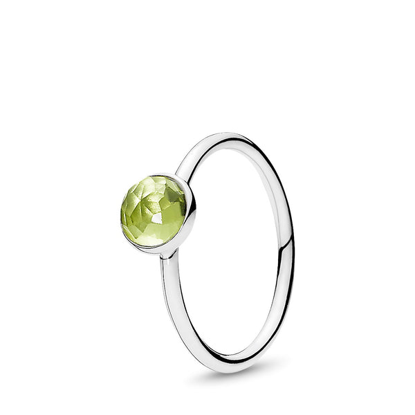 August birthstone silver ring with peridot, 6 mm