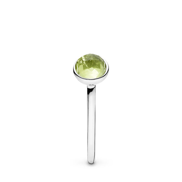 August birthstone silver ring with peridot, 6 mm