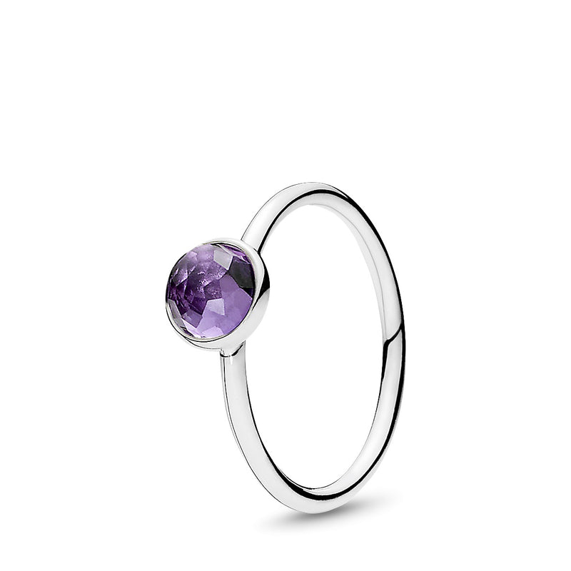 February birthstone silver ring with synthetic amethyst, 6 mm
