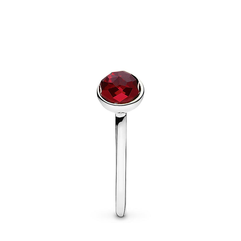 July birthstone silver ring with synthetic ruby, 6 mm