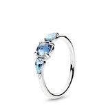 Silver ring with moonlight blue crystal and sky blue crystal