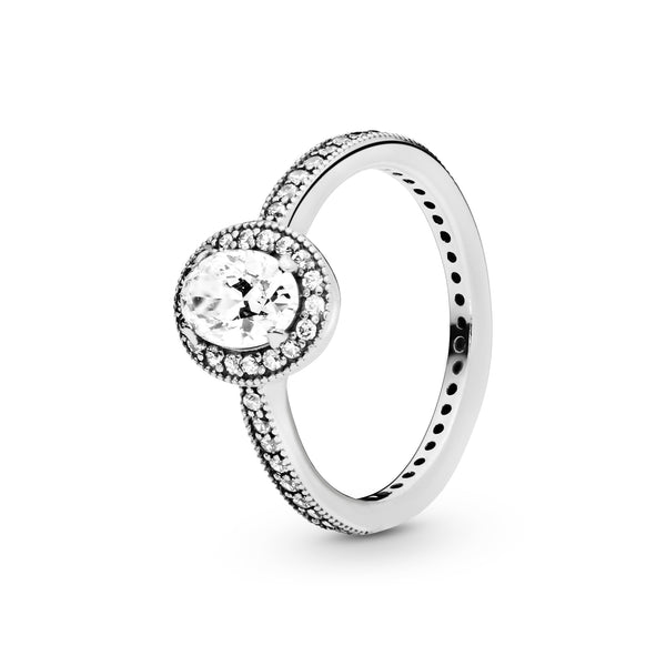 Silver ring with clear cubic zirconia