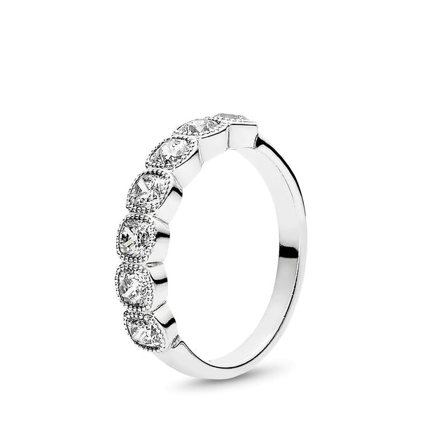 Silver ring with clear cubic zirconia