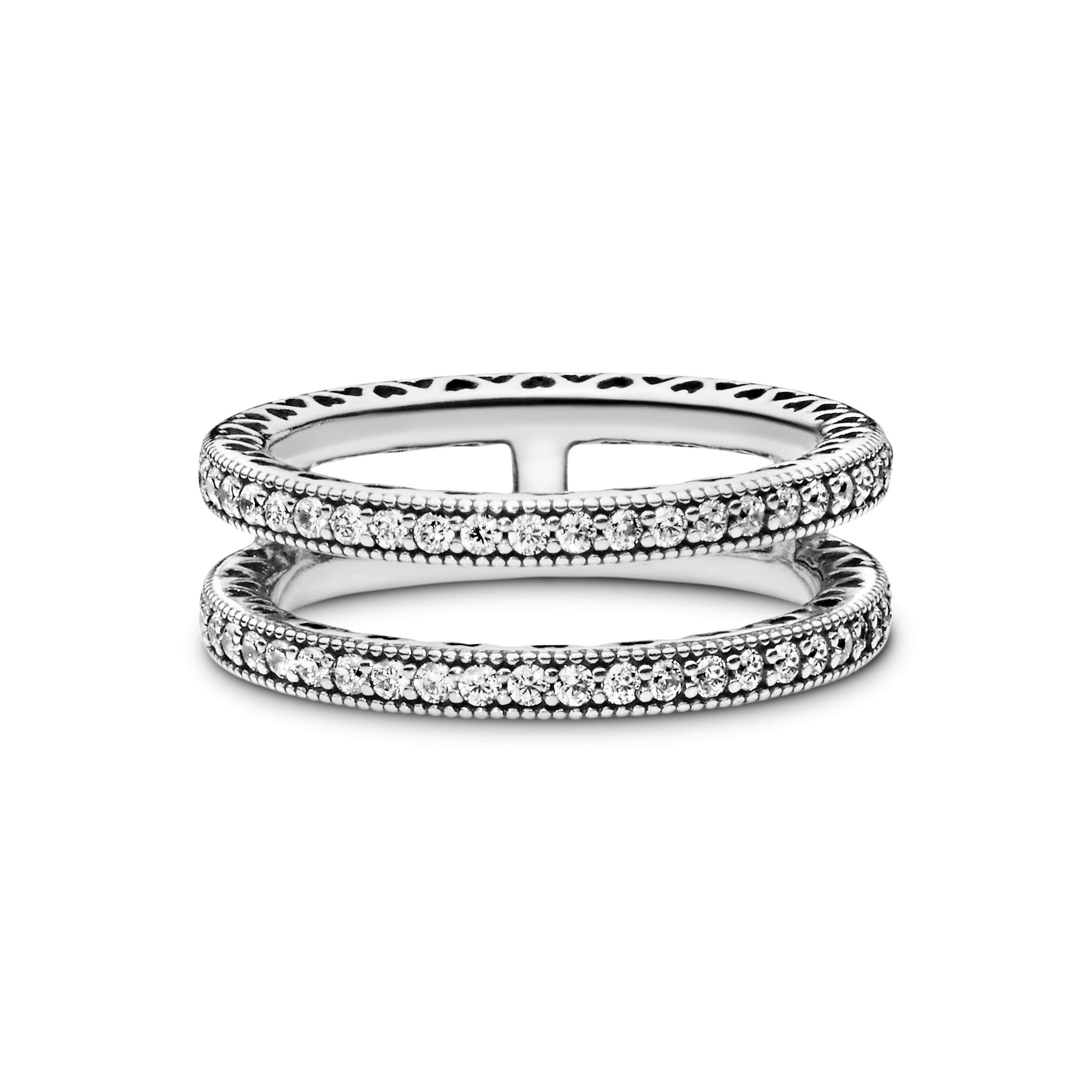 Silver ring with clear cubic zirconia