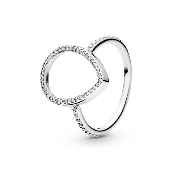 Silver ring with clear cubic zirconia