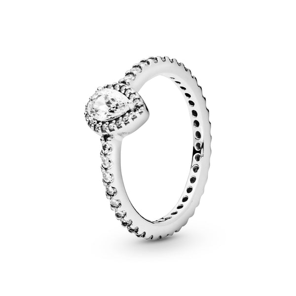 Silver ring with clear cubic zirconia