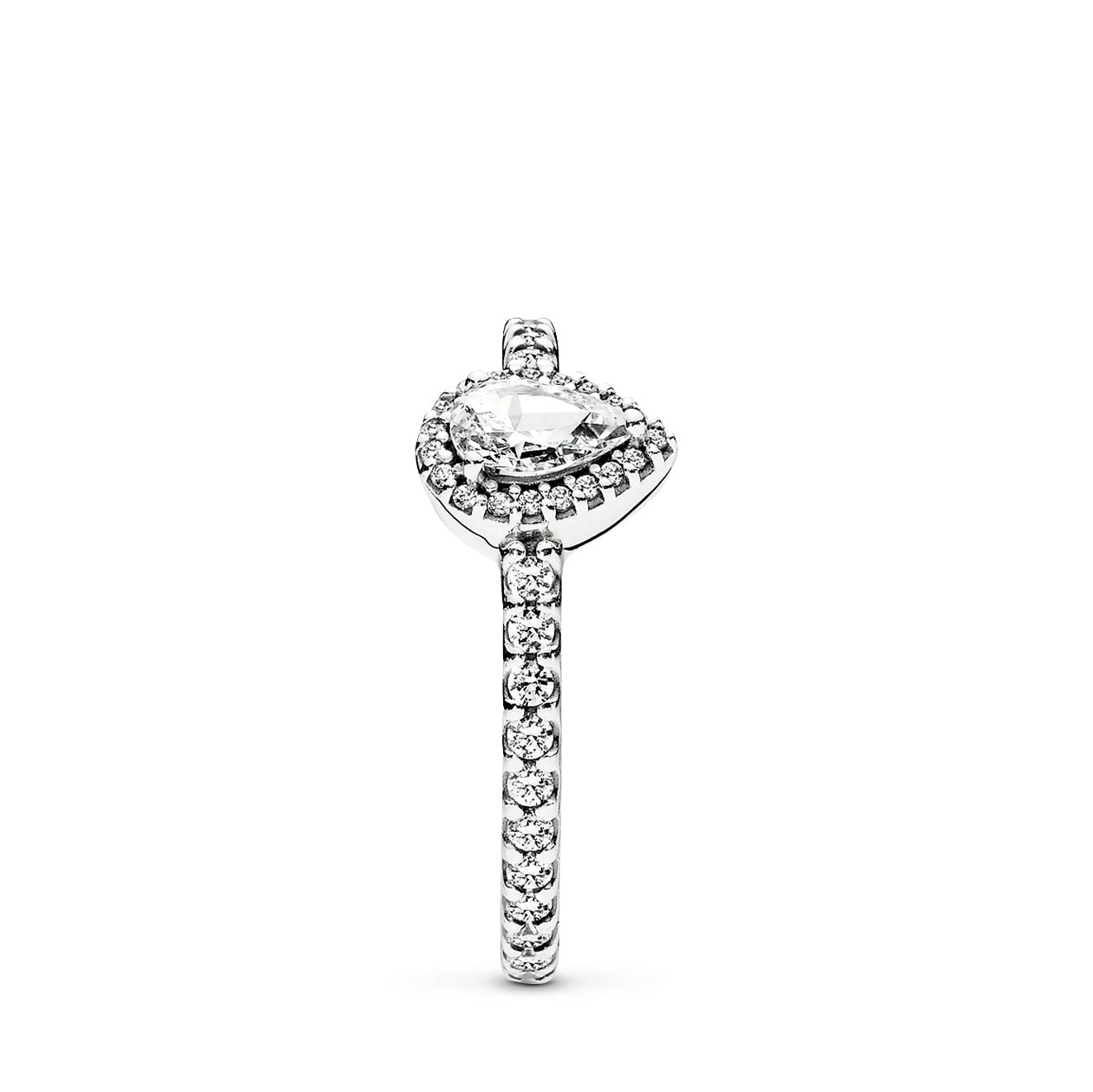 Silver ring with clear cubic zirconia