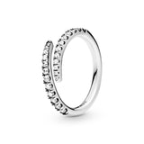 Silver open ring with clear cubic zirconia
