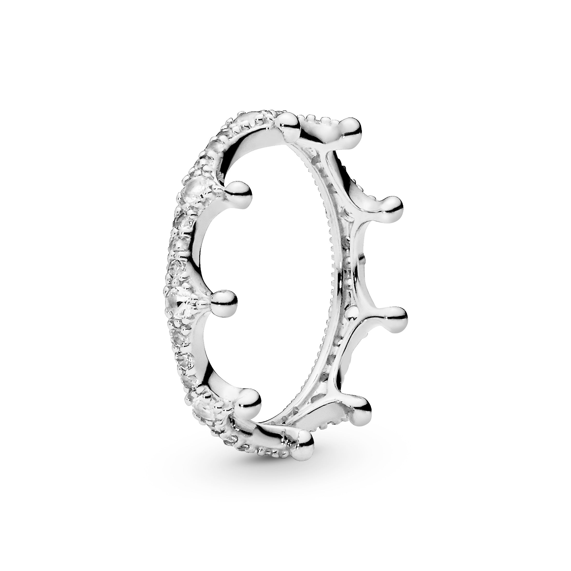 Crown silver ring with clear cubic zirconia