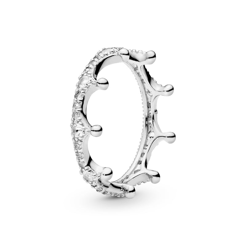 Crown silver ring with clear cubic zirconia