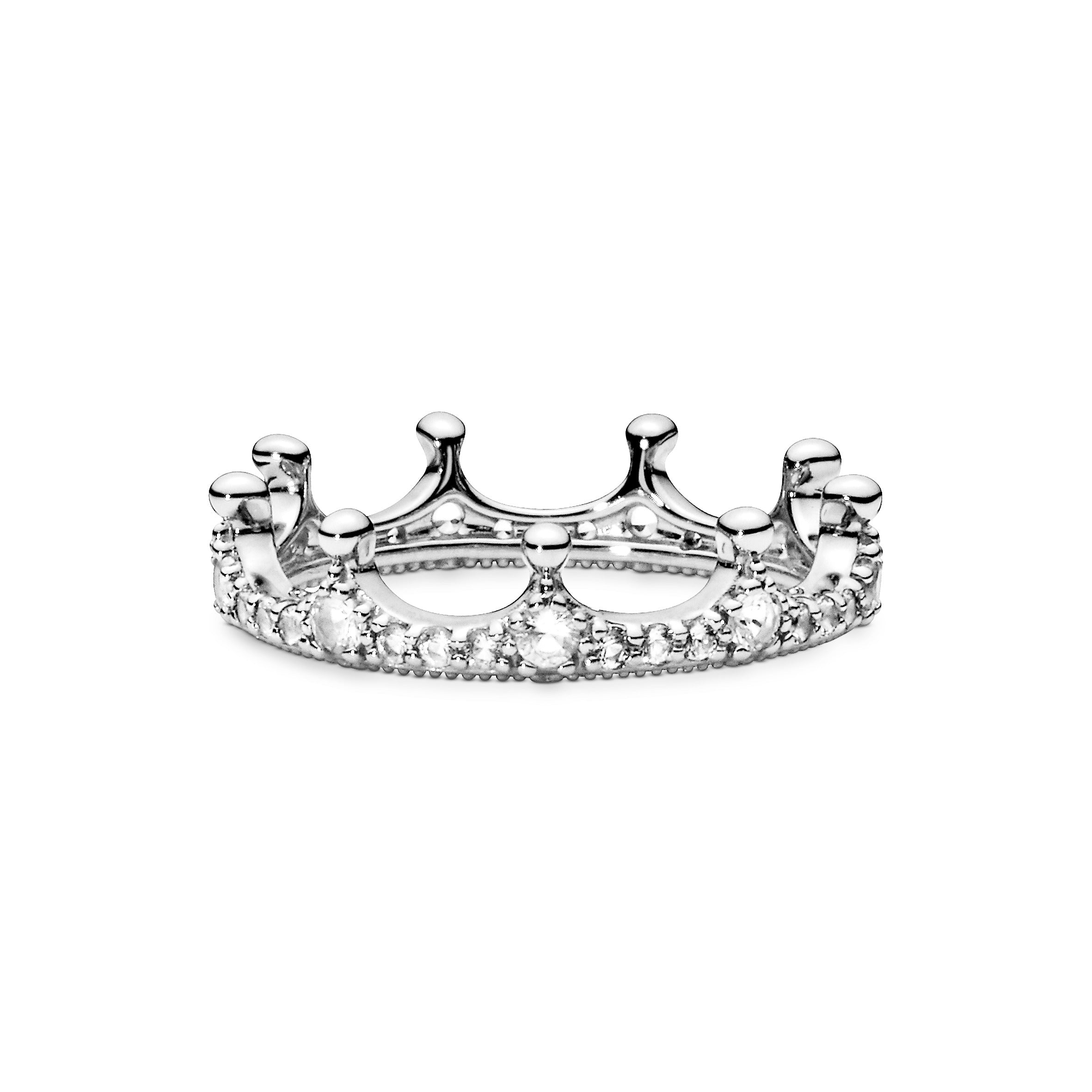 Crown silver ring with clear cubic zirconia