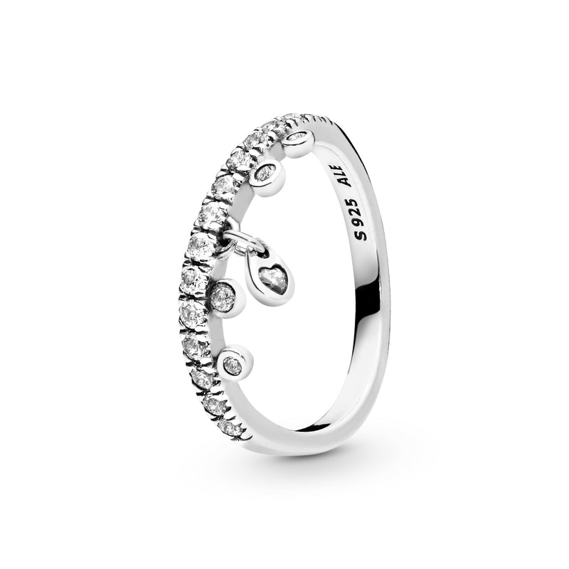 Chandelier silver ring with clear cubic zirconia