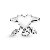 Heart trinity silver ring