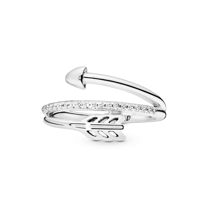 Arrow silver ring with clear cubic zirconia