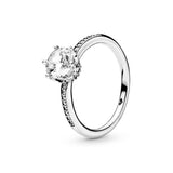 Crown sterling silver ring with clear cubic zirconia
