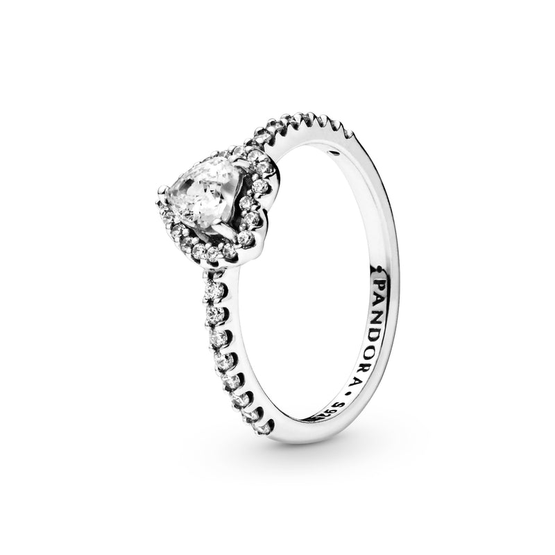 Heart sterling silver ring wih clear cubic zirconia