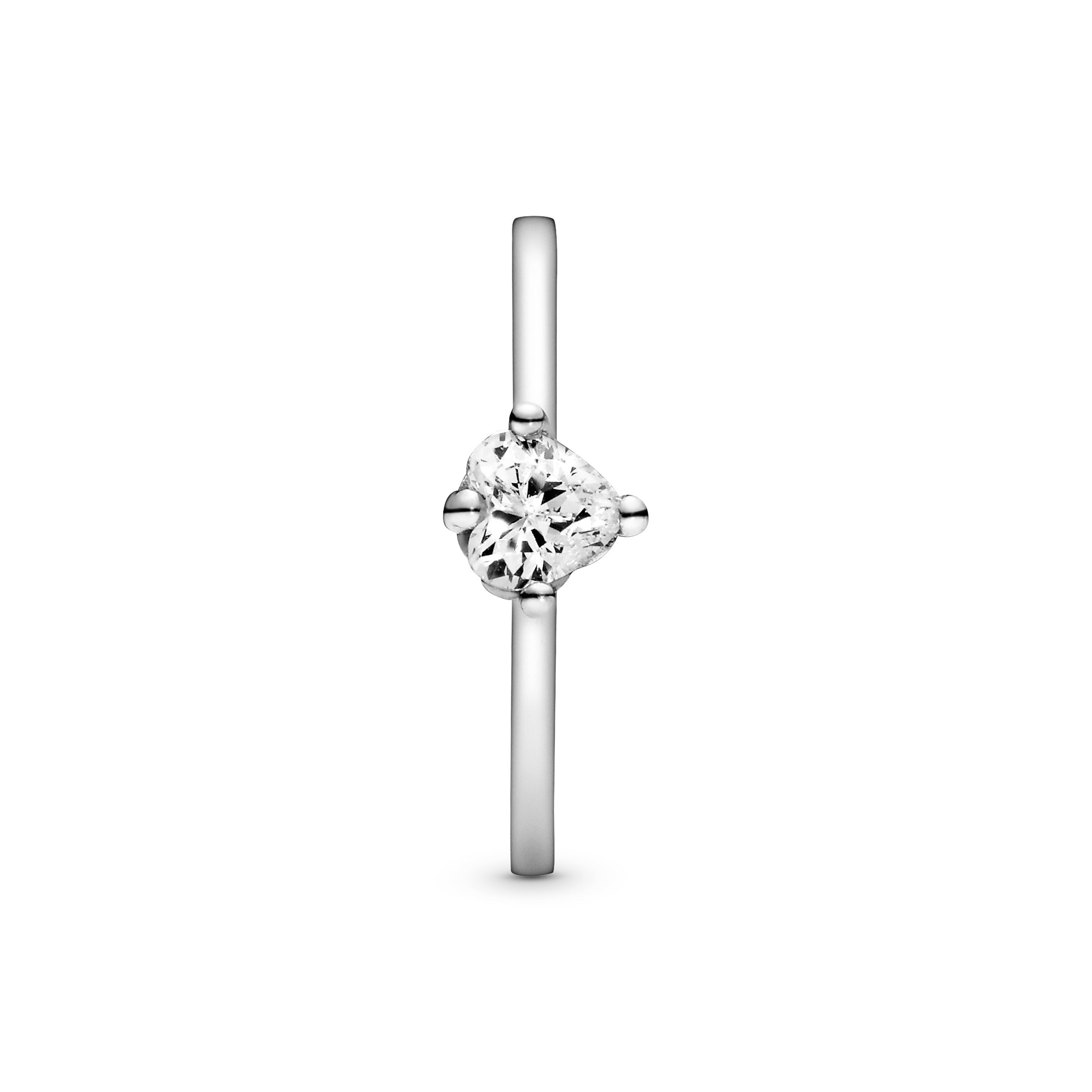 Heart sterling silver ring with clear cubic zirconia