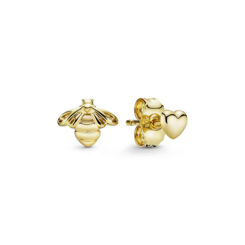 Bee and heart 14k Gold Plated  stud earrings
