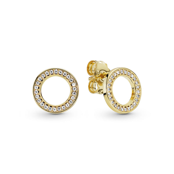 14k Gold Plated  stud earrings with clear cubic zirconia