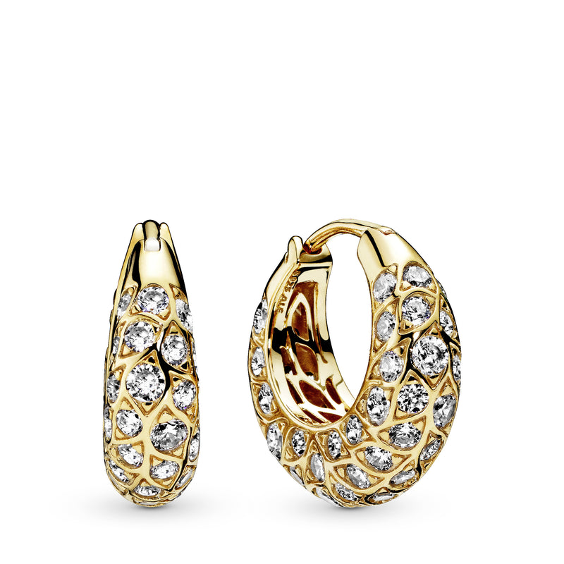 14k Gold Plated  hoop earrings with clear cubic zirconia