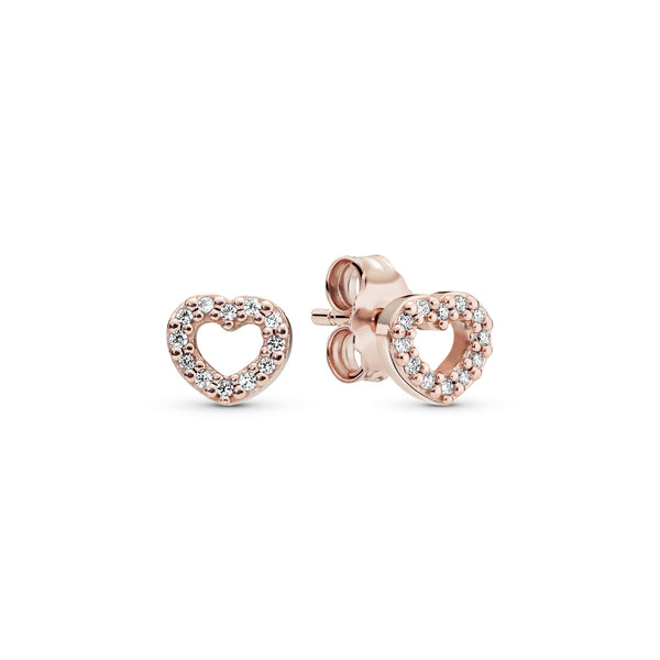PANDORA Rose heart stud earrings with clear cubic zirconia