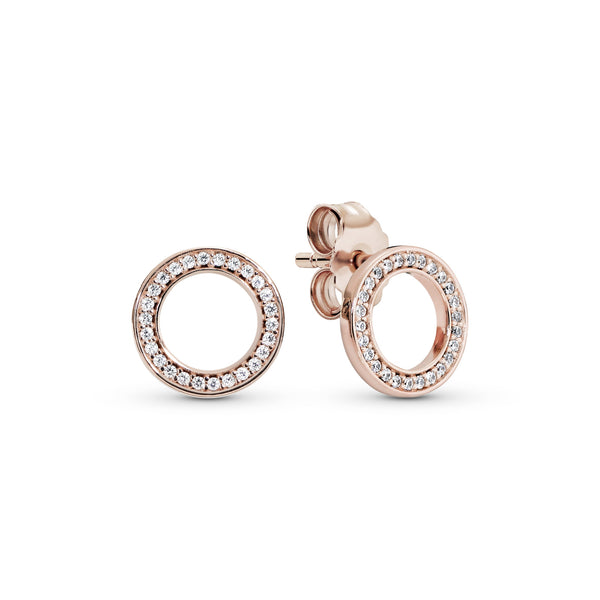 PANDORA Rose stud earrings with clear cubic zirconia