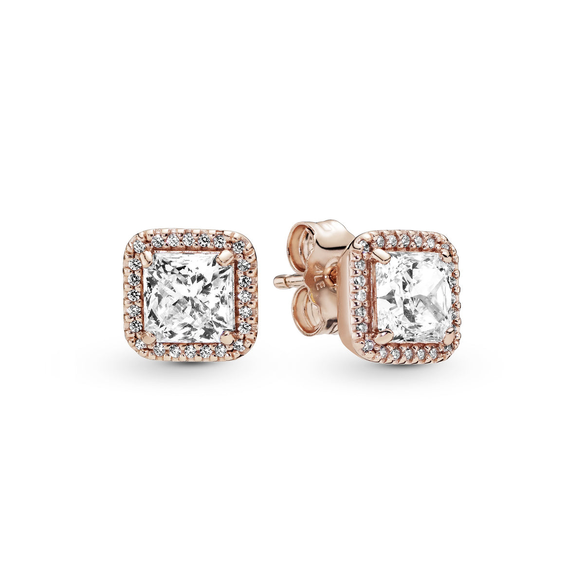 PANDORA Rose stud earrings with clear cubic zirconia