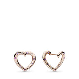 Heart 14k Rose Gold-plated hoop earrings with royal purple crystal, lilac crystal and clear cubic zirconia