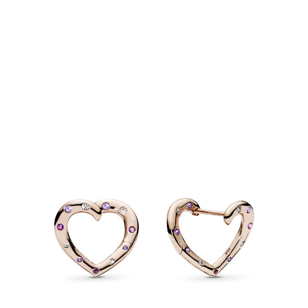 Heart 14k Rose Gold-plated hoop earrings with royal purple crystal, li –  Pandora Jordan