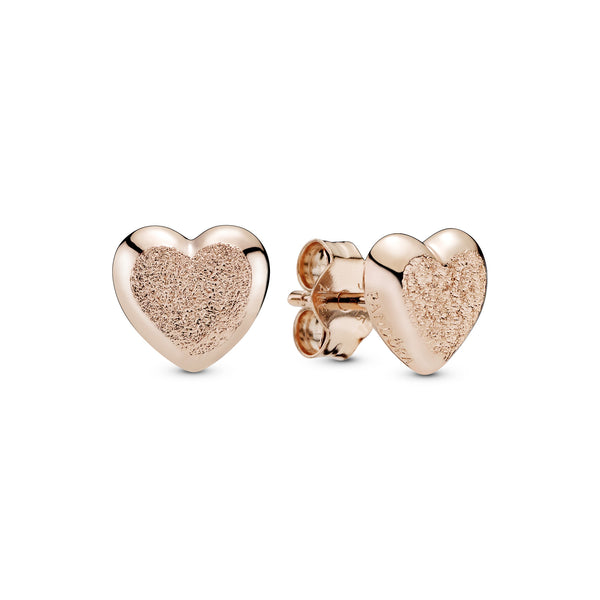 Heart stud earrings in diamond-pointed Pandora Rose