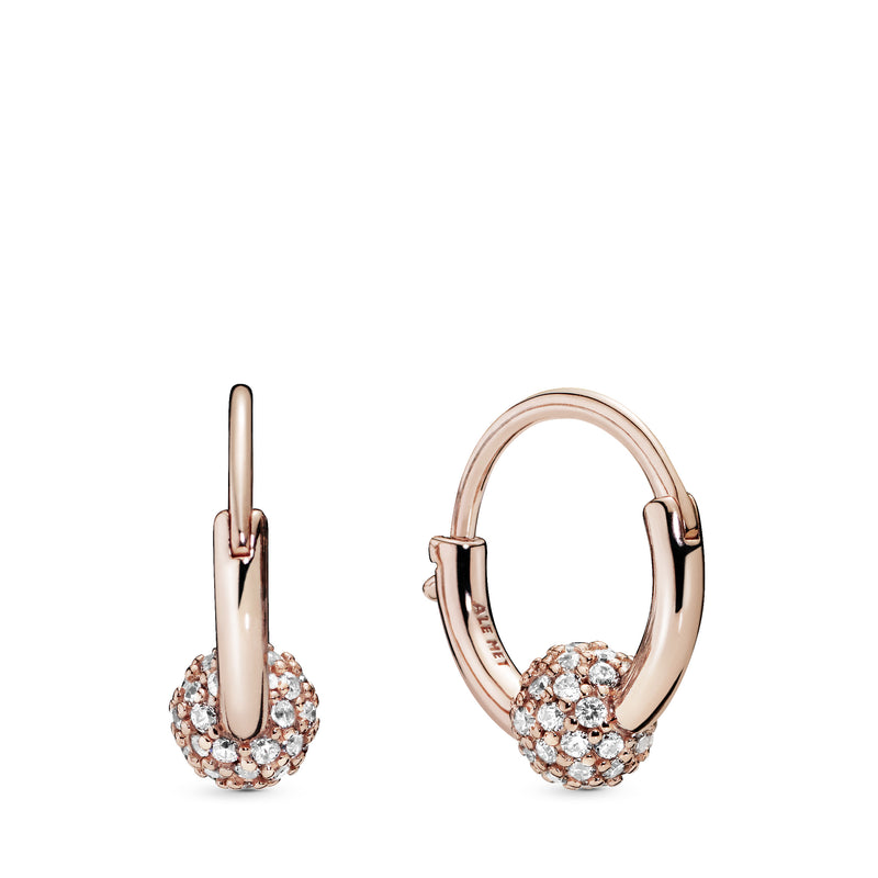 Pandora Rose hoop earrings with clear cubic zirconia