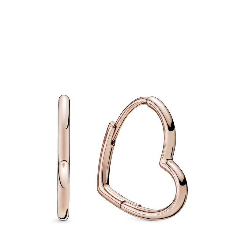 Small asymmetric heart 14k Rose Gold-plated hoop earrings