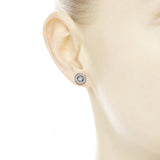 Silver stud earrings with detachable earring jackets and clear cubic zirconia