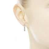 Silver hoop earrings with clear cubic zirconia