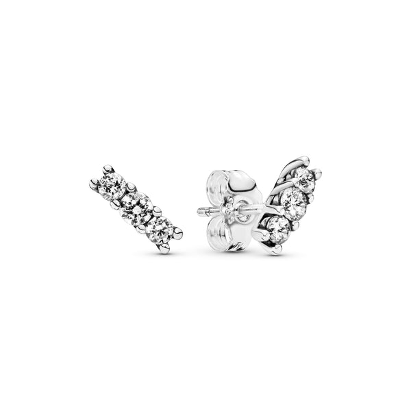 Silver stud earrings with clear cubic zirconia