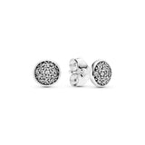 Silver stud earrings with clear cubic zirconia, 6 mm