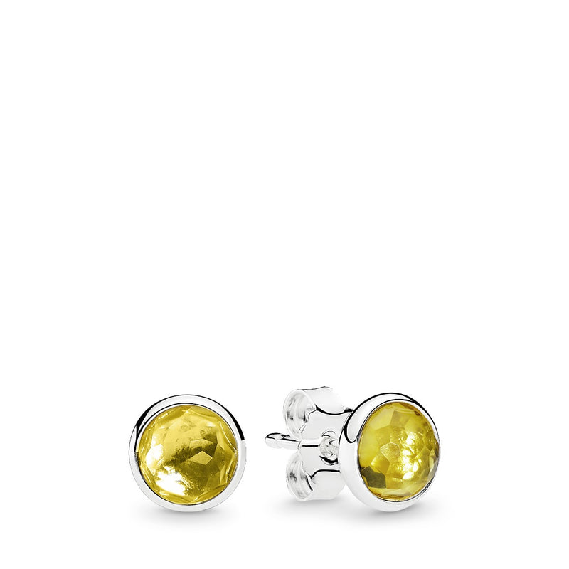 November birthstone silver stud earrings with citrine
