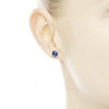 December birthstone silver stud earrings with London blue crystal