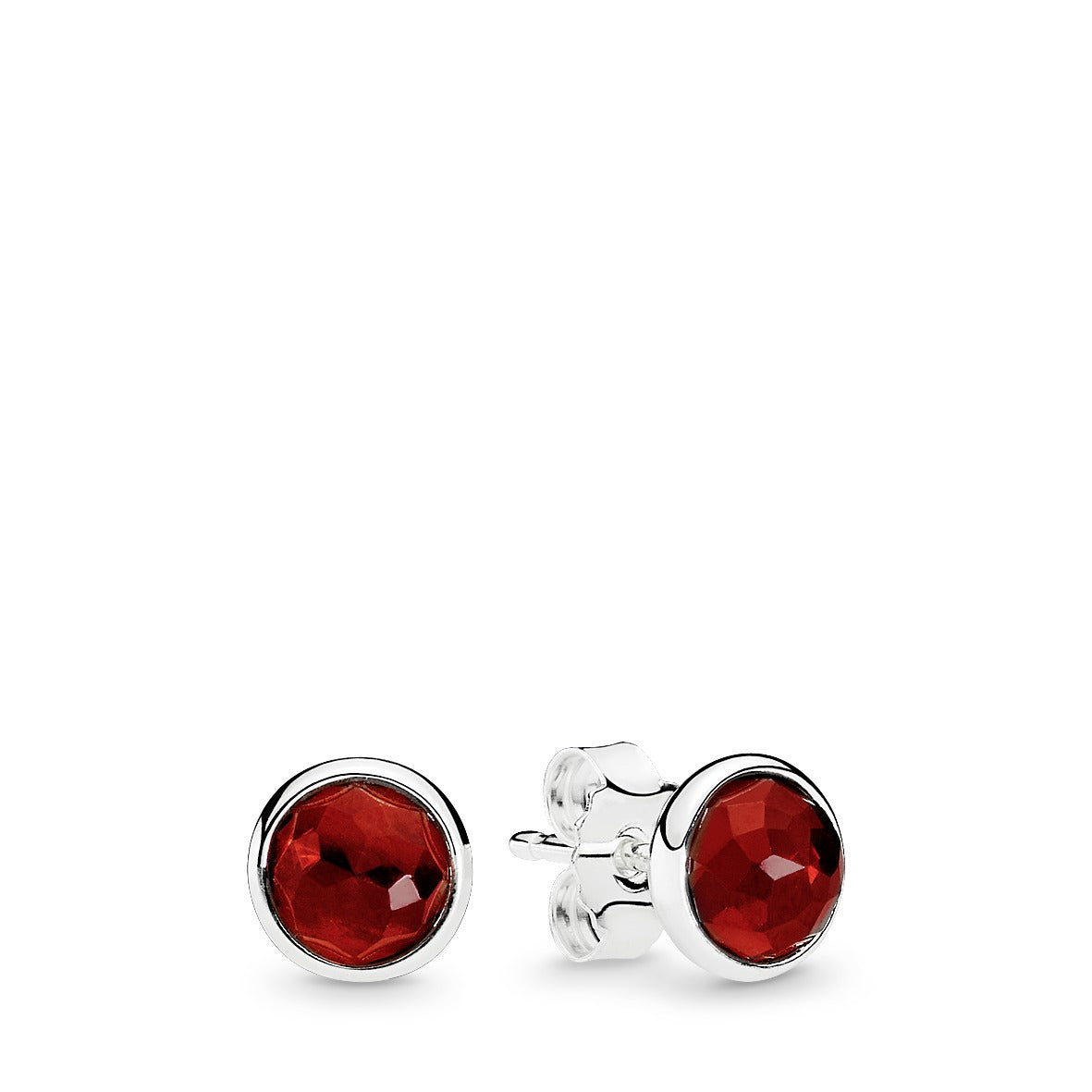 July birthstone silver stud earrings with synthetic ruby