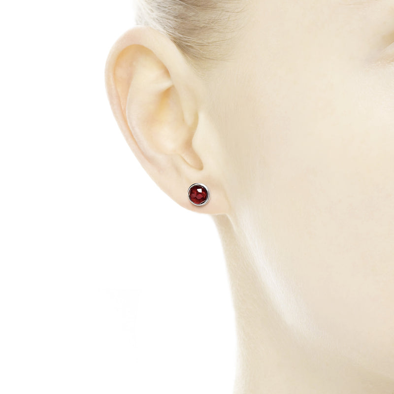 July birthstone silver stud earrings with synthetic ruby