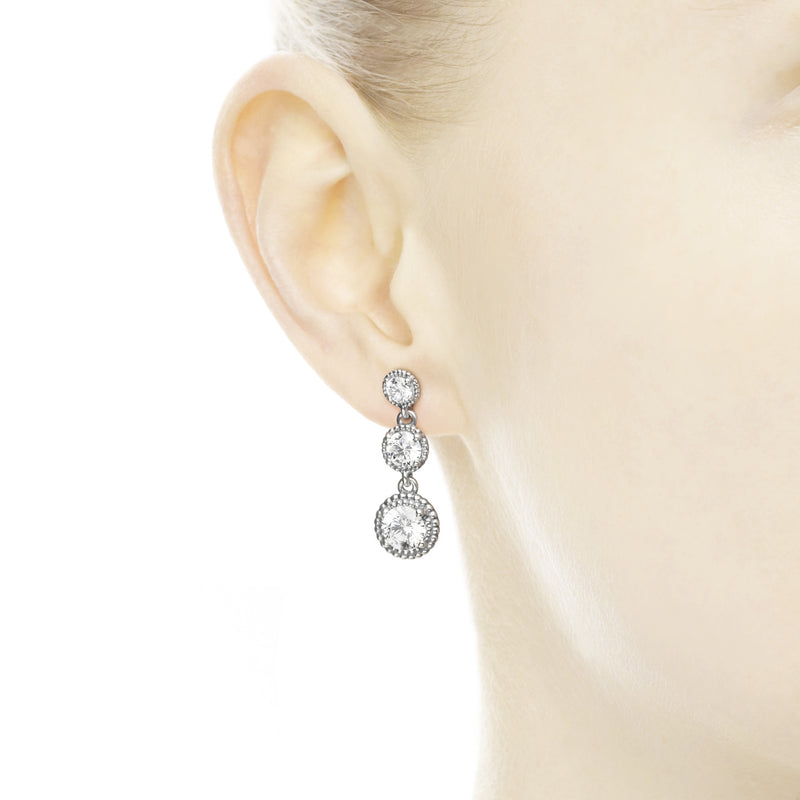 Silver earrings with clear cubic zirconia