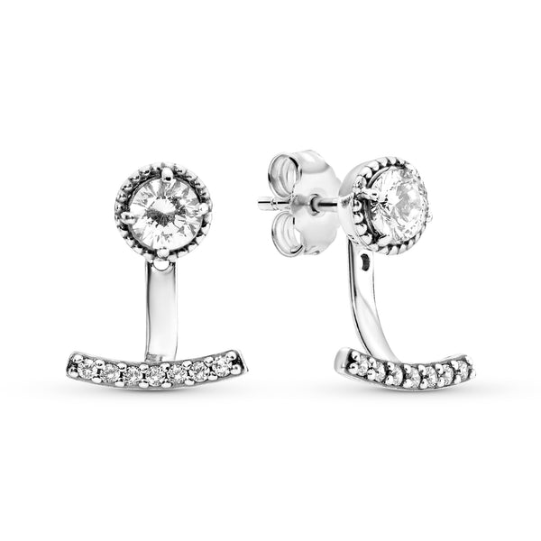 Silver stud earrings with clear cubic zirconia