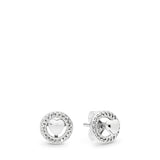 Heart silver stud earrings with detachable earring jackets and clear cubic zirconia
