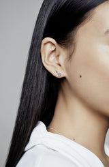 Arrow silver stud earrings with clear cubic zirconia