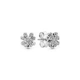 Clover silver stud earrings with clear cubic zirconia