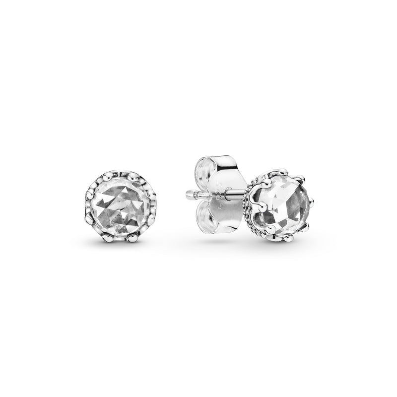 Crown sterling silver stud earrings with clear cubic zirconia