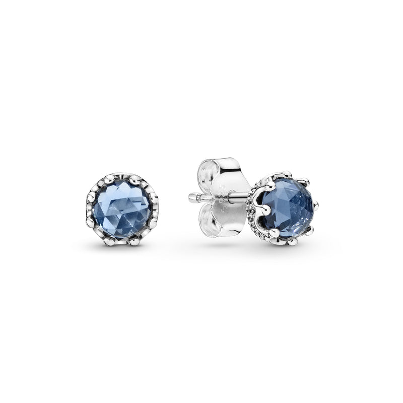 Crown sterling silver stud earrings with moonlight blue crystal