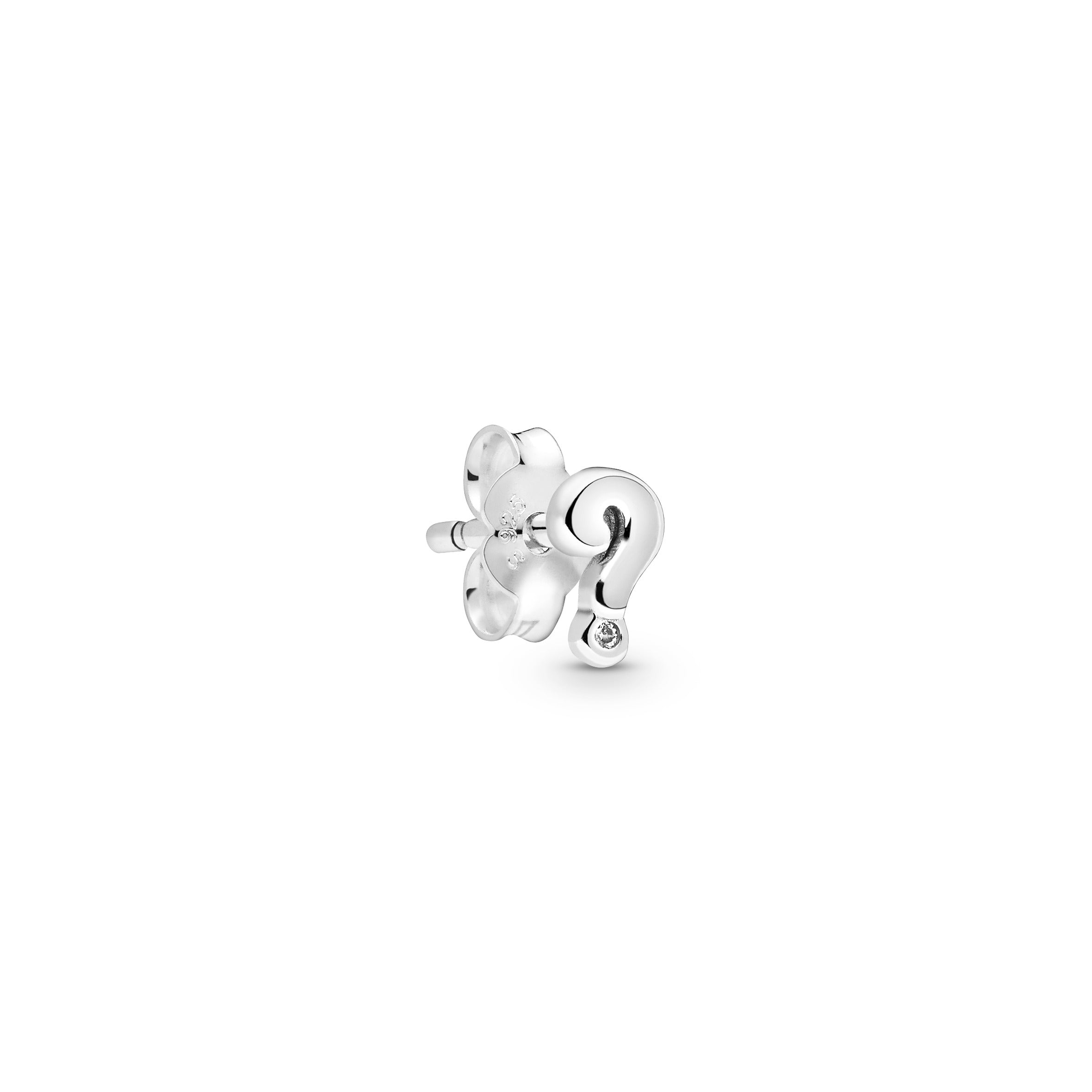 Pandora Me Question mark sterling silver stud earring with clear cubic zirconia