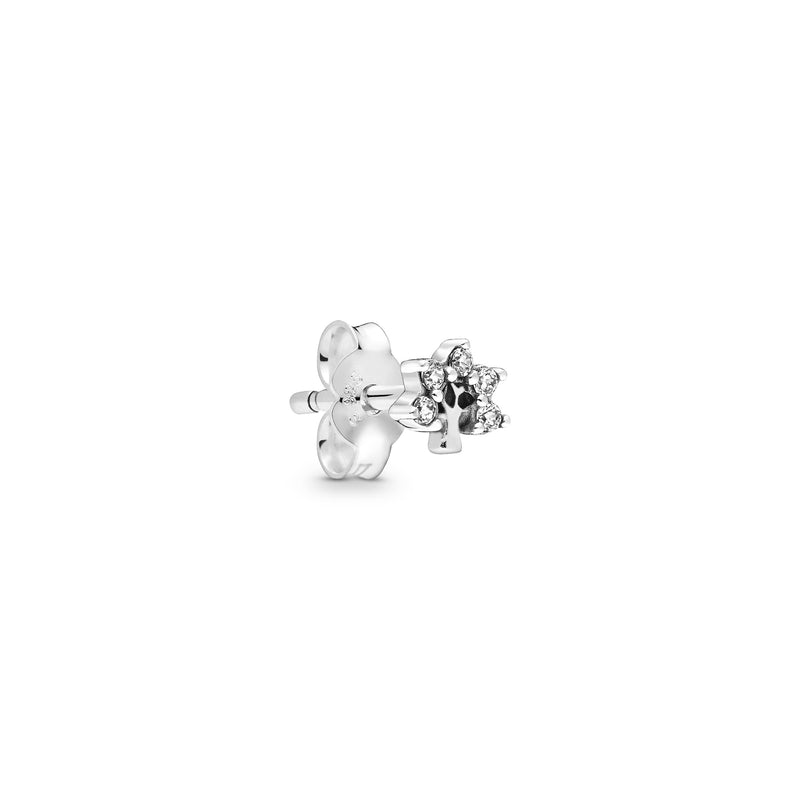 Tree sterling silver stud earring with clear cubic zirconia