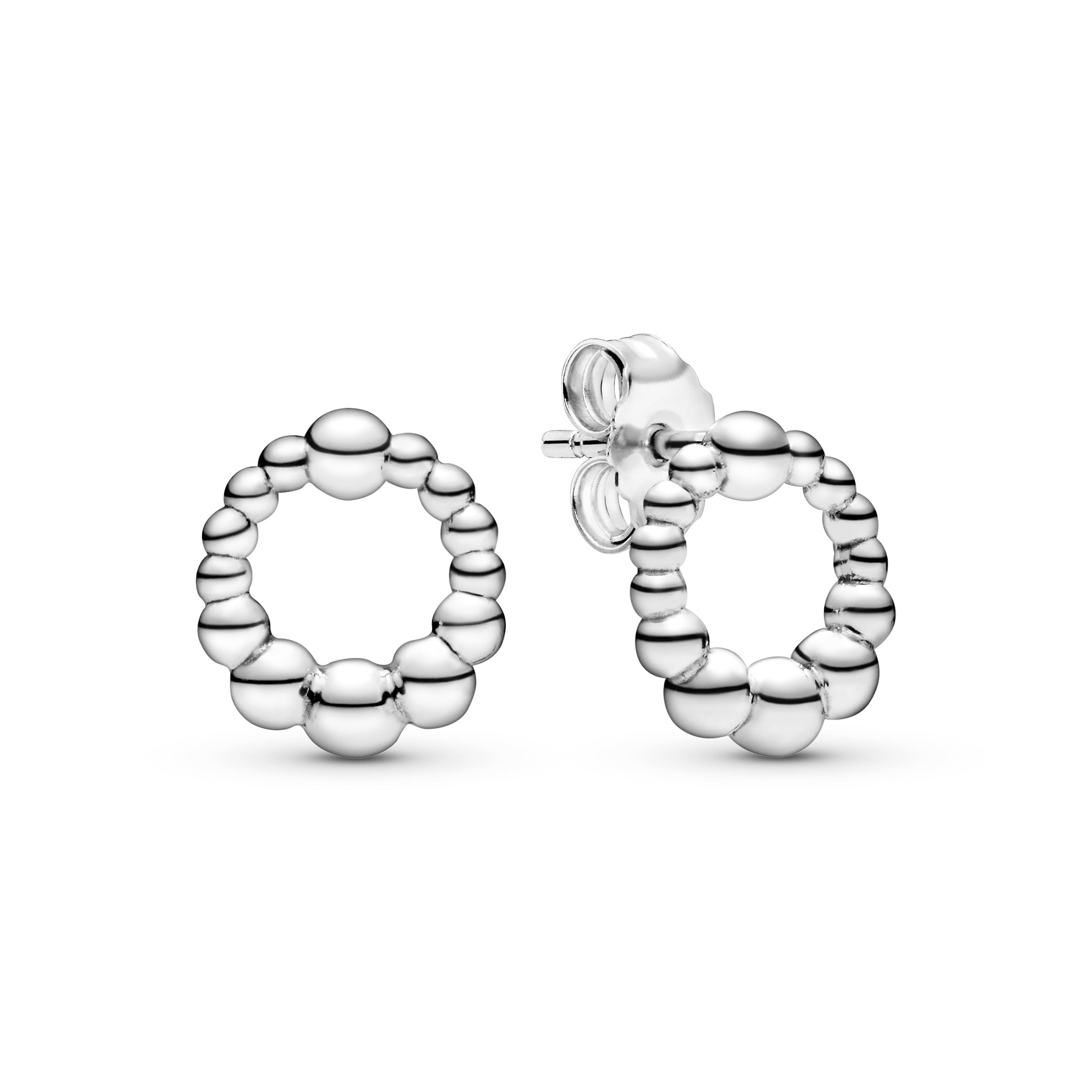 Beaded sterling silver stud earrings